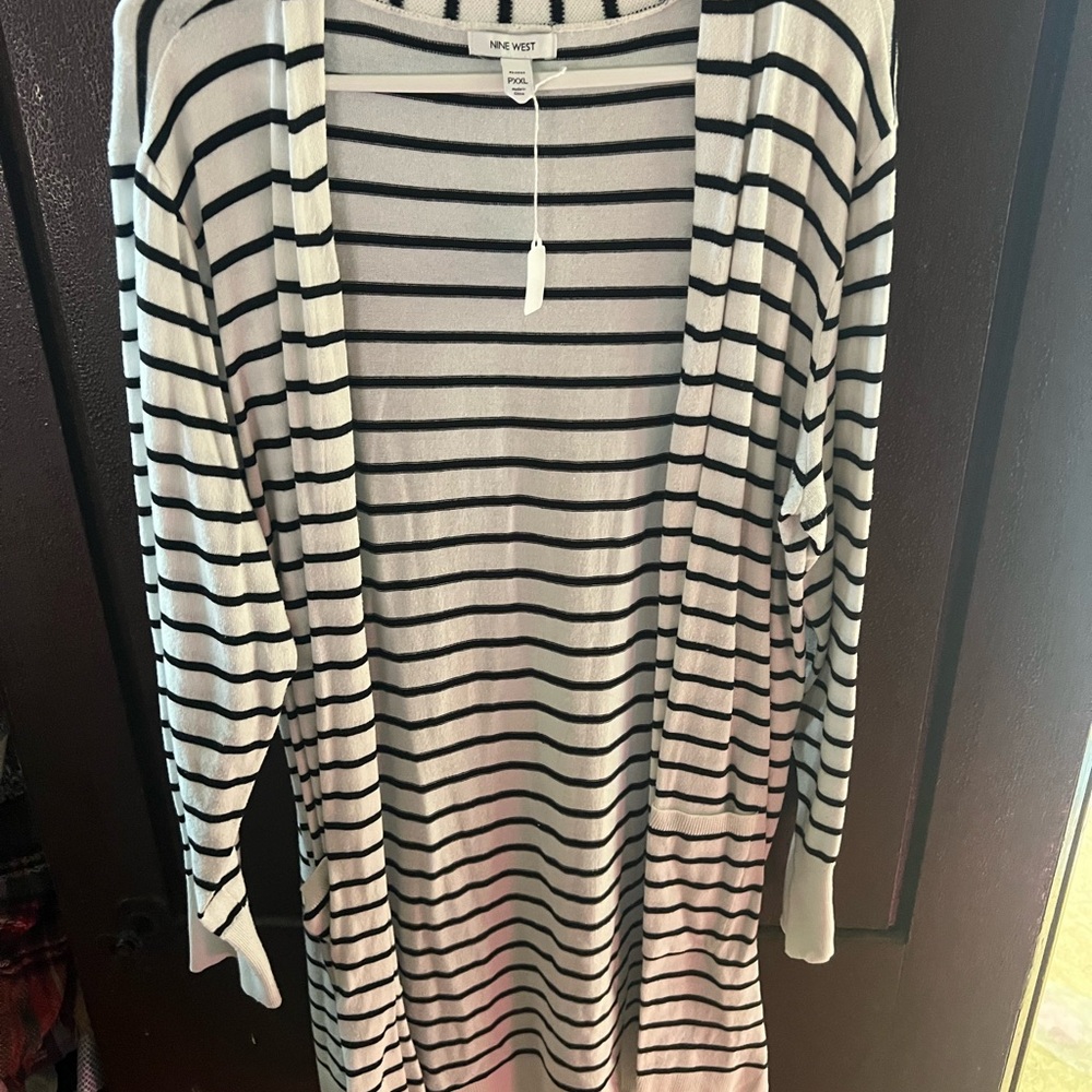 Nine West Black and White Striped Sweater